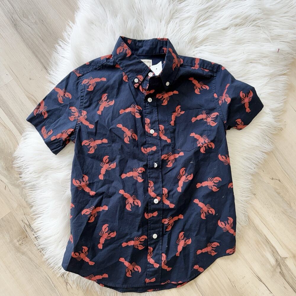Little Boys J. Crew Crewcuts Lobster Print Button Down Shirt New Size 8